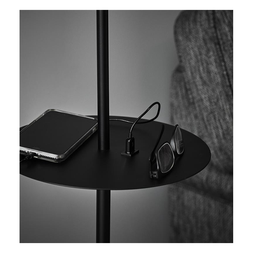 Markslöjd 107307 - Stojací lampa s USB LINEAR 1xE14/40W/230V