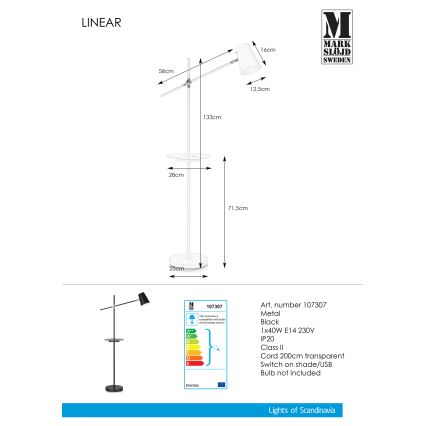 Markslöjd 107307 - Stojací lampa s USB LINEAR 1xE14/40W/230V
