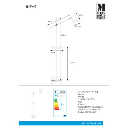 Markslöjd 107308 - Stojací lampa s USB LINEAR 1xE14/40W/230V