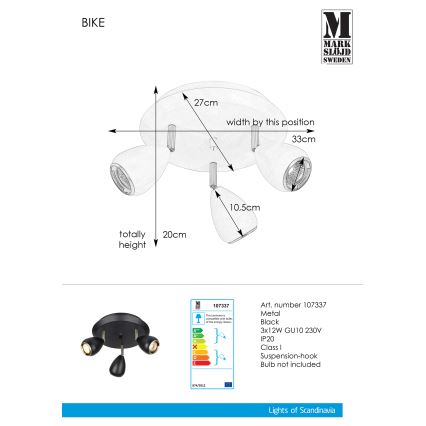 Markslöjd 107337 - Bodové svítidlo BIKE 3xGU10/12W/230V