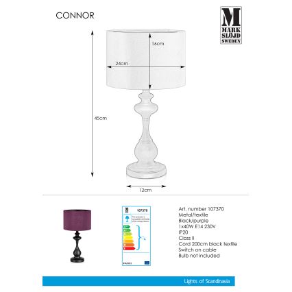 Markslöjd 107370 - Stolní lampa CONNOR 1xE14/40W/230V