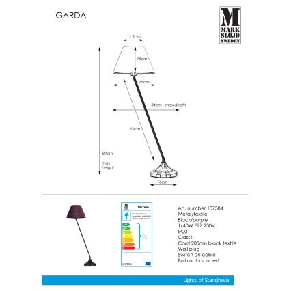 Markslöjd 107384 - Stolní lampa GARDA 1xE27/60W/230V