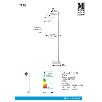 Markslöjd 107400 - Stojací lampa TRIBE 1xE27/60W/230V