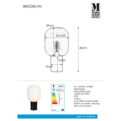 Markslöjd 107482 - Stolní lampa BROOKLYN 1xE27/60W/230V