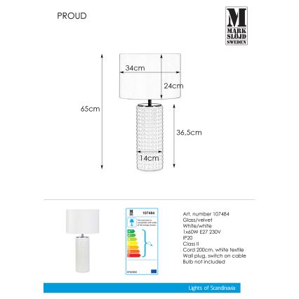 Markslöjd 107484 - Stolní lampa PROUD 1xE27/60W/230V
