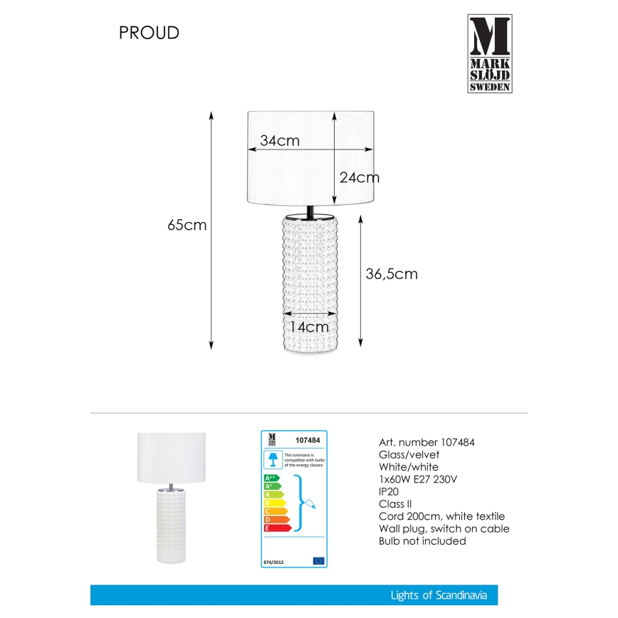 Markslöjd 107484 - Stolní lampa PROUD 1xE27/60W/230V