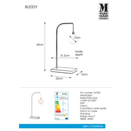 Markslöjd 107492 - Stolní lampa BUDDY 1xG9/18W/230V