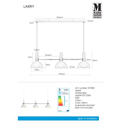 Markslöjd 107500 - Lustr na lanku LARRY 3xE27/60W/230V