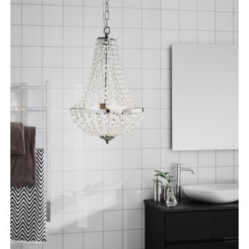 Markslöjd 107550 - Křišťálový koupelnový lustr na řetězu GRÄNSÖ 2xG9/20W/230V IP44