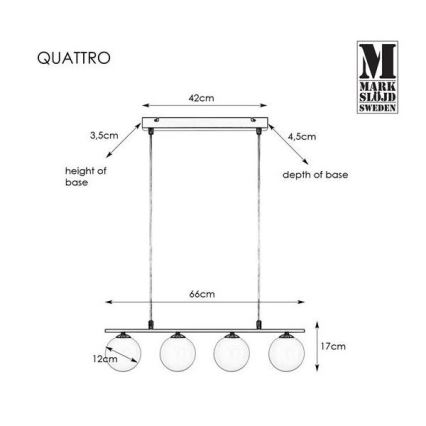 Markslöjd 107573 - Stmívatelný lustr na lanku QUATTRO 4xG9/28W/230V