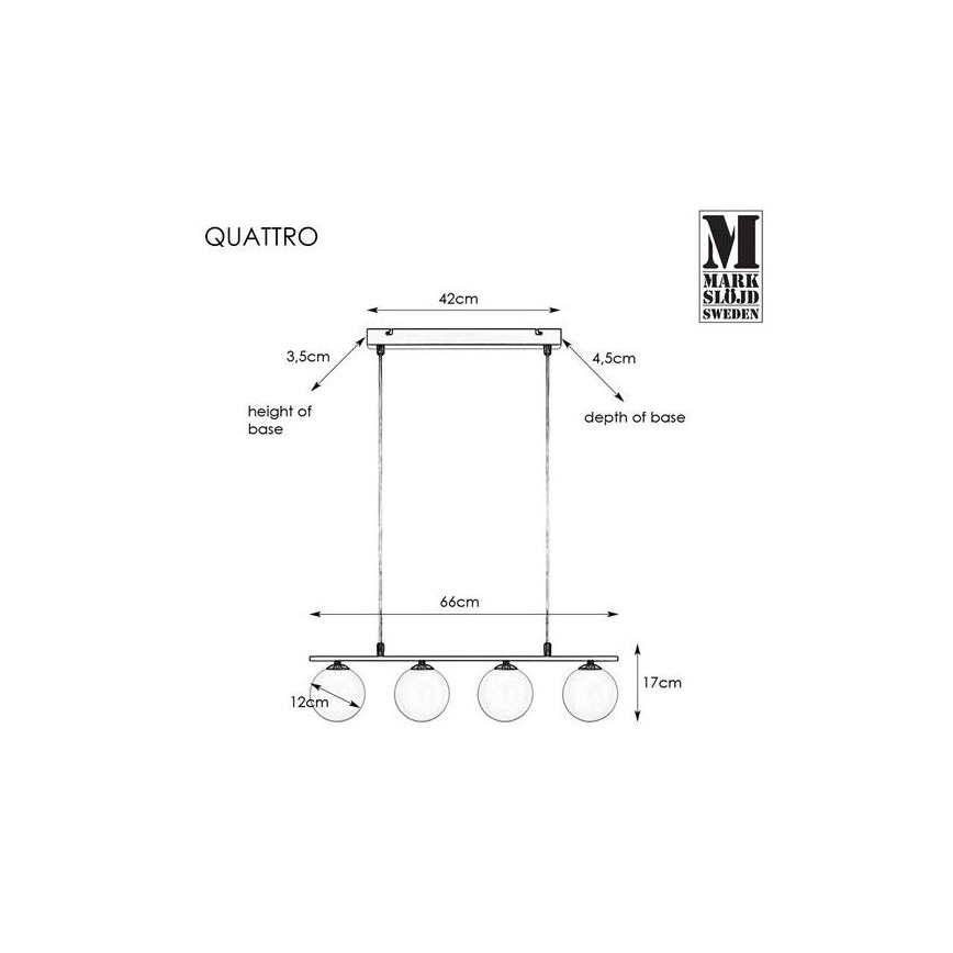 Markslöjd 107573 - Stmívatelný lustr na lanku QUATTRO 4xG9/28W/230V