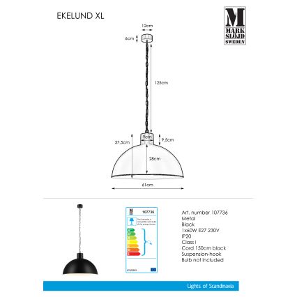 Markslöjd 107736 - Lustr na řetězu EKELUND 1xE27/60W/230V