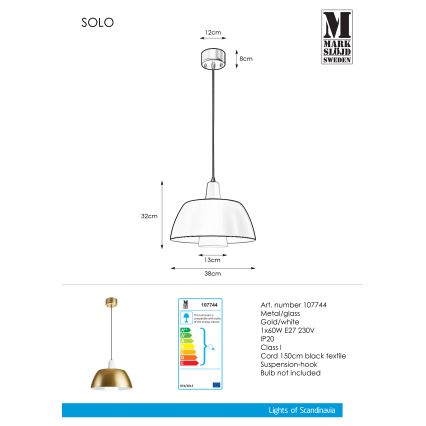 Markslöjd 107744 - Lustr na lanku SOLO 1xE27/60W/230V