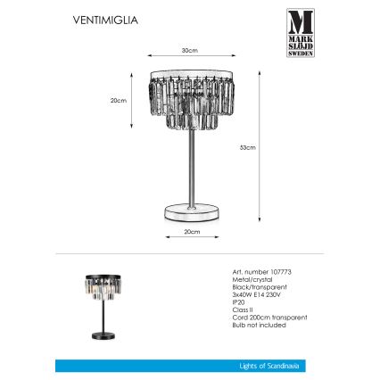 Markslöjd 107773 - Křišťálová stolní lampa VENTIMIGLIA 3xE14/40W/230V