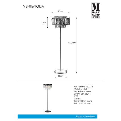 Markslöjd 107775 - Křišťálová stojací lampa VENTIMIGLIA 3xE14/40W/230V