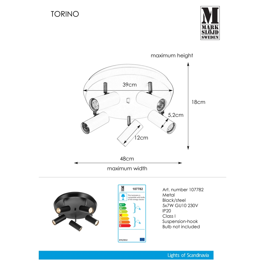Markslöjd 107782 - Bodové svítidlo TORINO 5xGU10/7W/230V