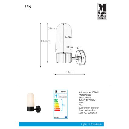Markslöjd 107801 - Koupelnové nástěnné svítidlo ZEN 1xE27/15W/230V IP44
