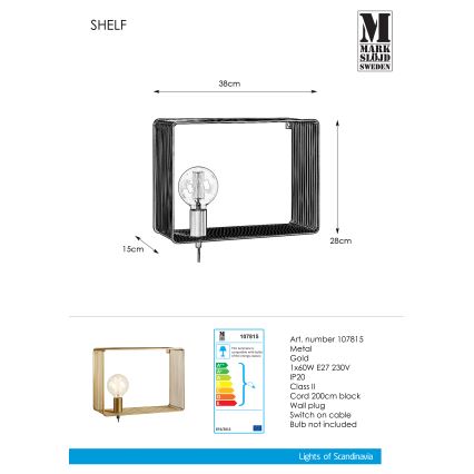 Markslöjd 107815 - Nástěnné svítidlo SHELF 1xE27/60W/230V