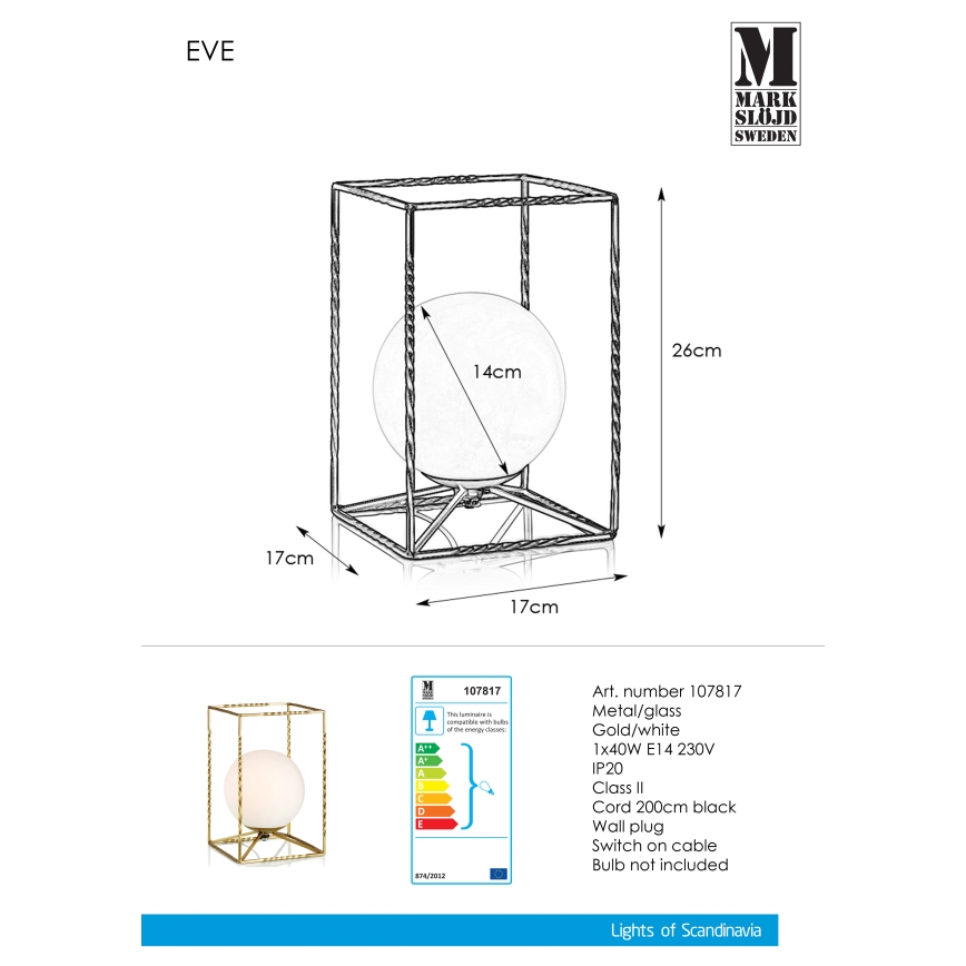 Markslöjd 107817 - Stolní lampa EVE 1xE14/40W/230V