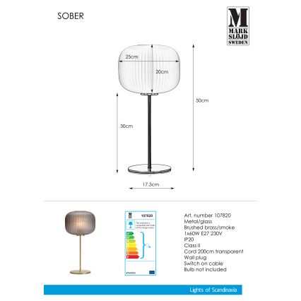 Markslöjd 107820 - Stolní lampa SOBER 1xE27/60W/230V mosaz