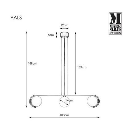 Markslöjd 107828 - Lustr na lanku PALS 3xG9/20W/230V