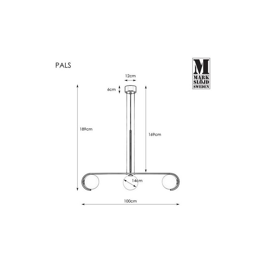 Markslöjd 107828 - Lustr na lanku PALS 3xG9/20W/230V