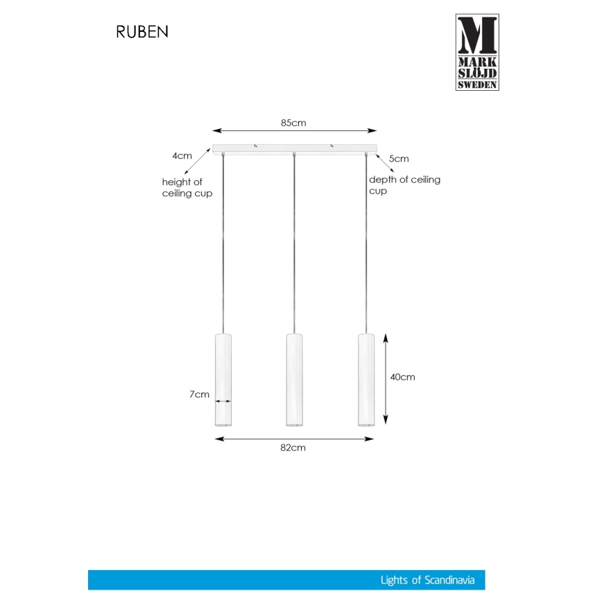 Markslöjd 107883 - Lustr na lanku RUBEN 3xGU10/35W/230V