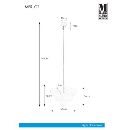 Markslöjd 107903 - Lustr na tyči MERLOT 13xG9/20W/230V
