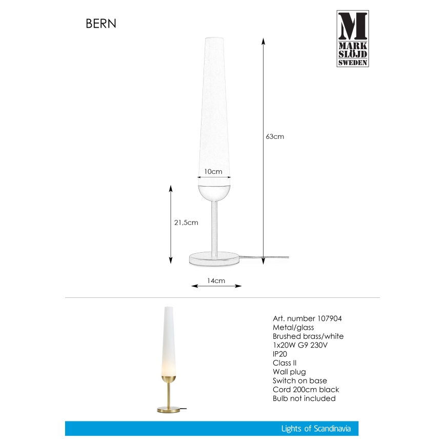 Markslöjd 107904 - Stolní lampa BERN 1xG9/20W/230V