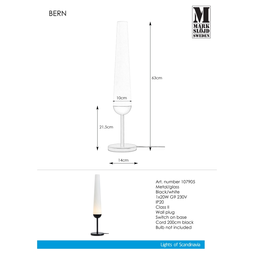 Markslöjd 107905 - Stolní lampa BERN 1xG9/20W/230V