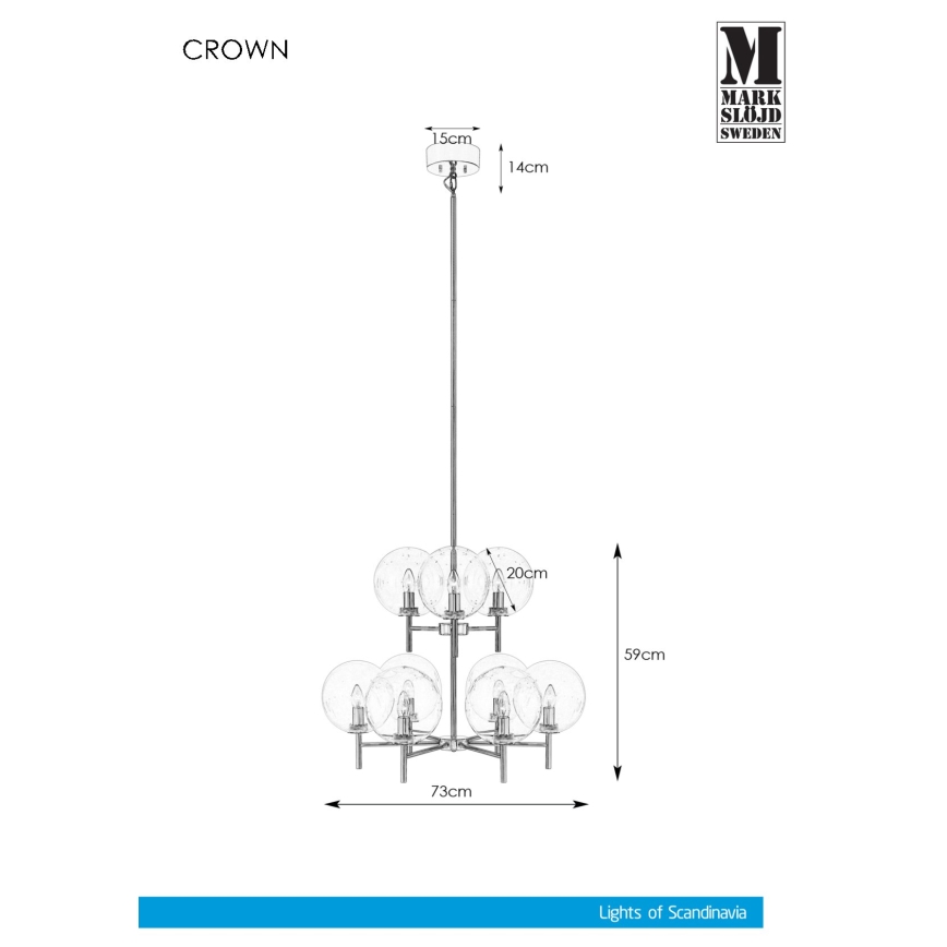 Markslöjd 107921 - Lustr na tyči CROWN 9xE14/20W/230V