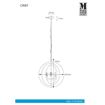Markslöjd 107942 - Lustr na řetězu ORBIT 3xE27/60W/230V