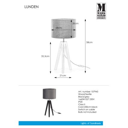 Markslöjd 107943 - Stolní lampa LUNDEN 1xE27/60W/230V