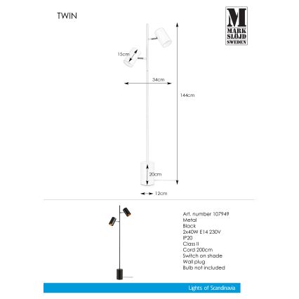 Markslöjd 107949 - Stojací lampa TWIN 2xE14/40W/230V