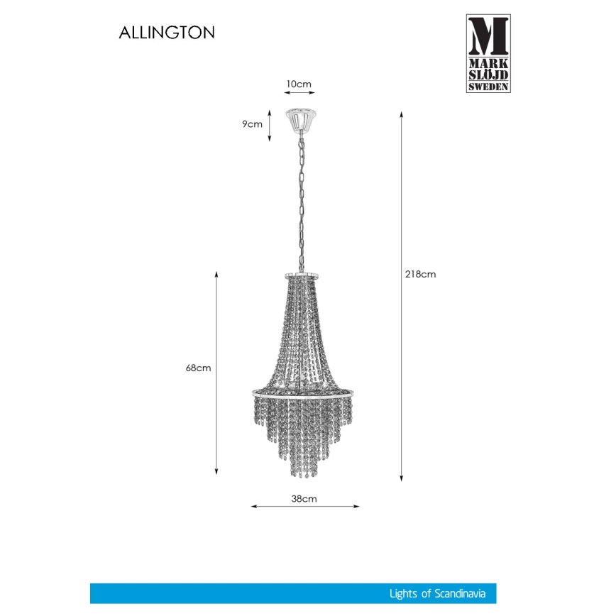 Markslöjd 108125 - Křišťálový lustr na řetězu ALLINGTON 3xE14/25W/230V