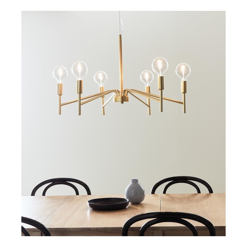 Markslöjd 108210 - Lustr na lanku MONARCH 6xE14/18W/230V zlatá