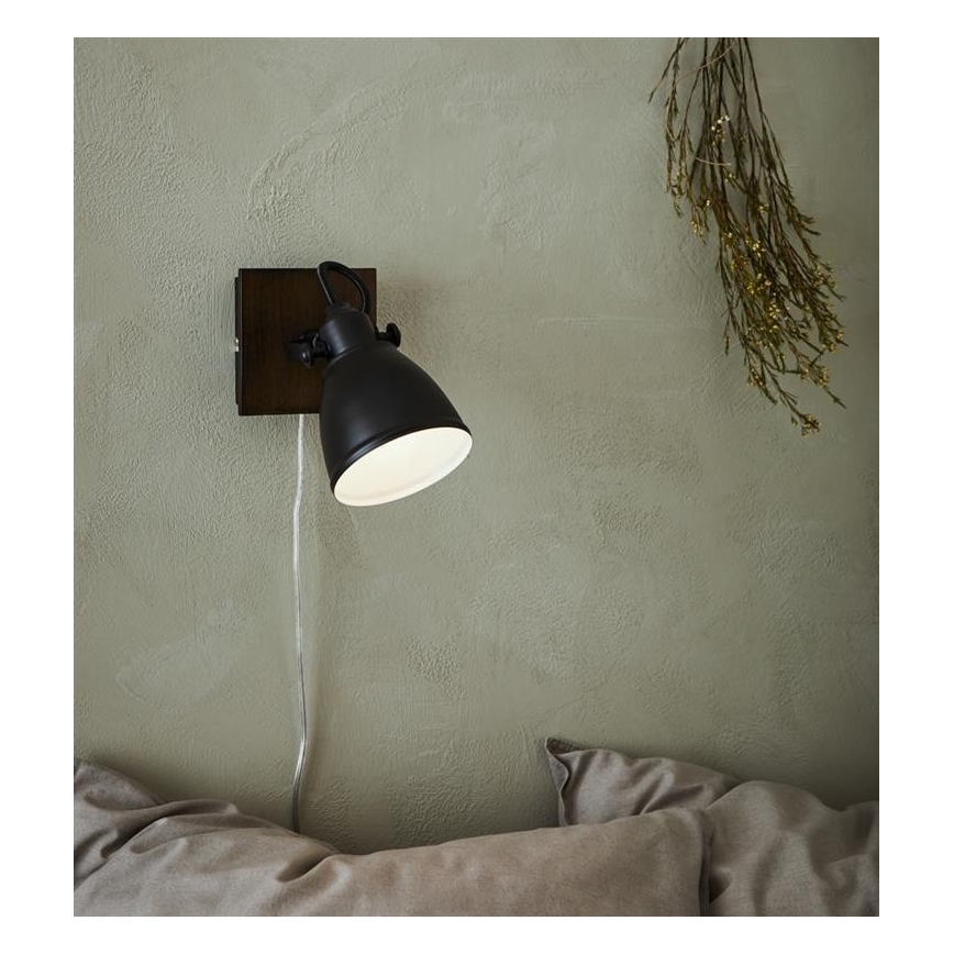 Markslöjd 108211 - Nástěnné bodové svítidlo NATIVE 1xE14/18W/230V černá/hnědá