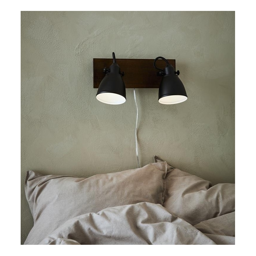 Markslöjd 108213 - Nástěnné bodové svítidlo NATIVE 2xE14/18W/230V černá/hnědá