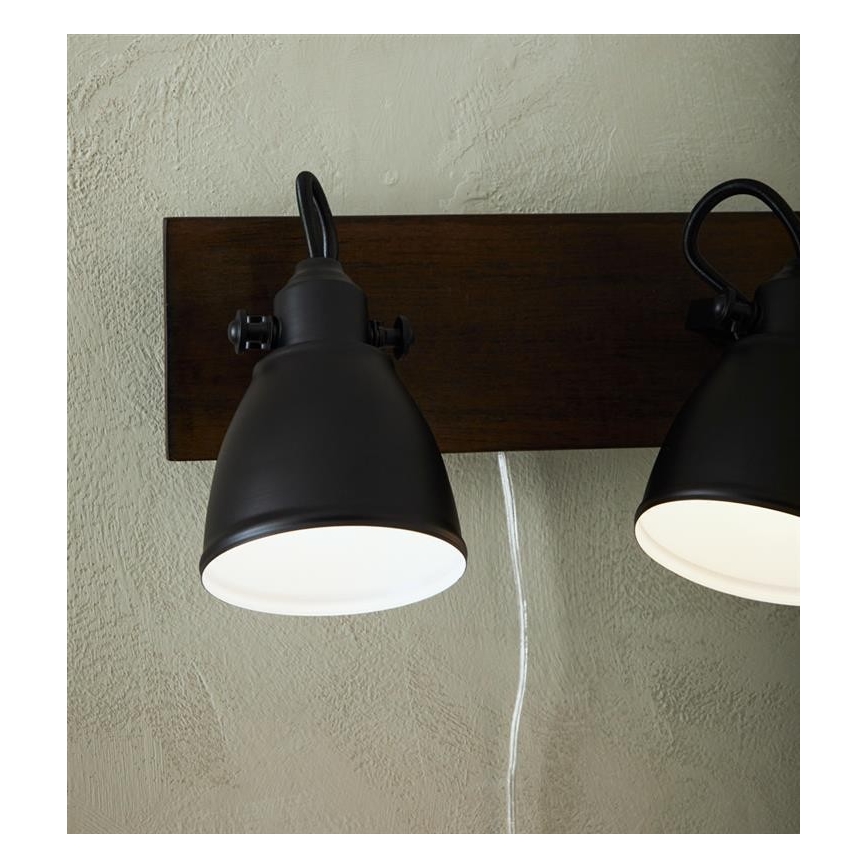 Markslöjd 108213 - Nástěnné bodové svítidlo NATIVE 2xE14/18W/230V černá/hnědá