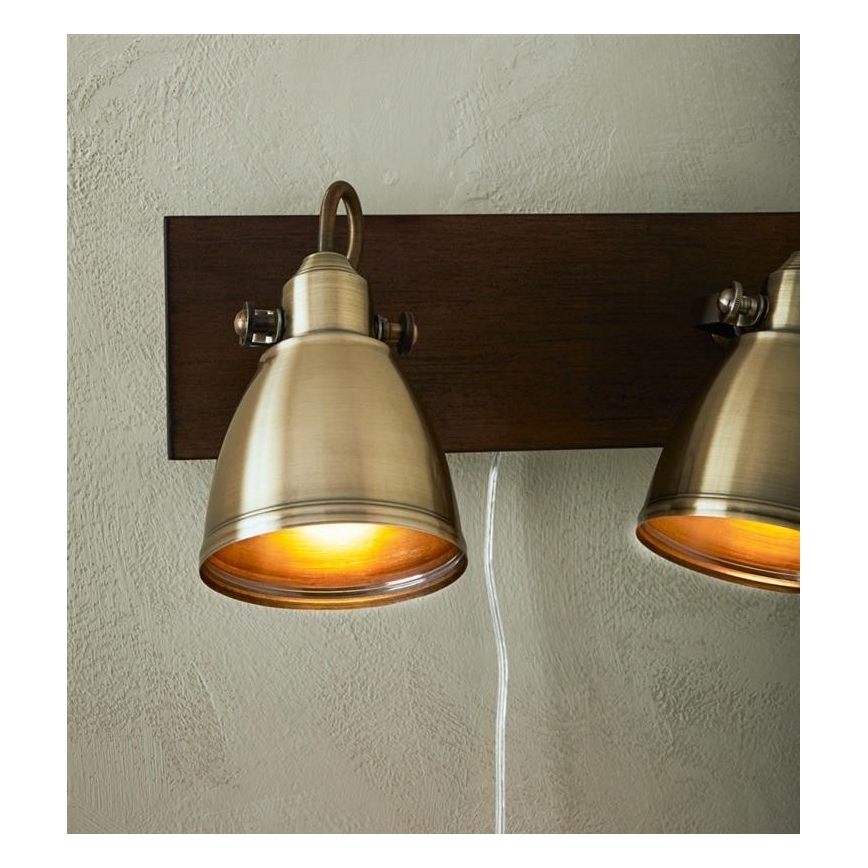 Markslöjd 108214 - Nástěnné bodové svítidlo NATIVE 2xE14/18W/230V mosaz/hnědá