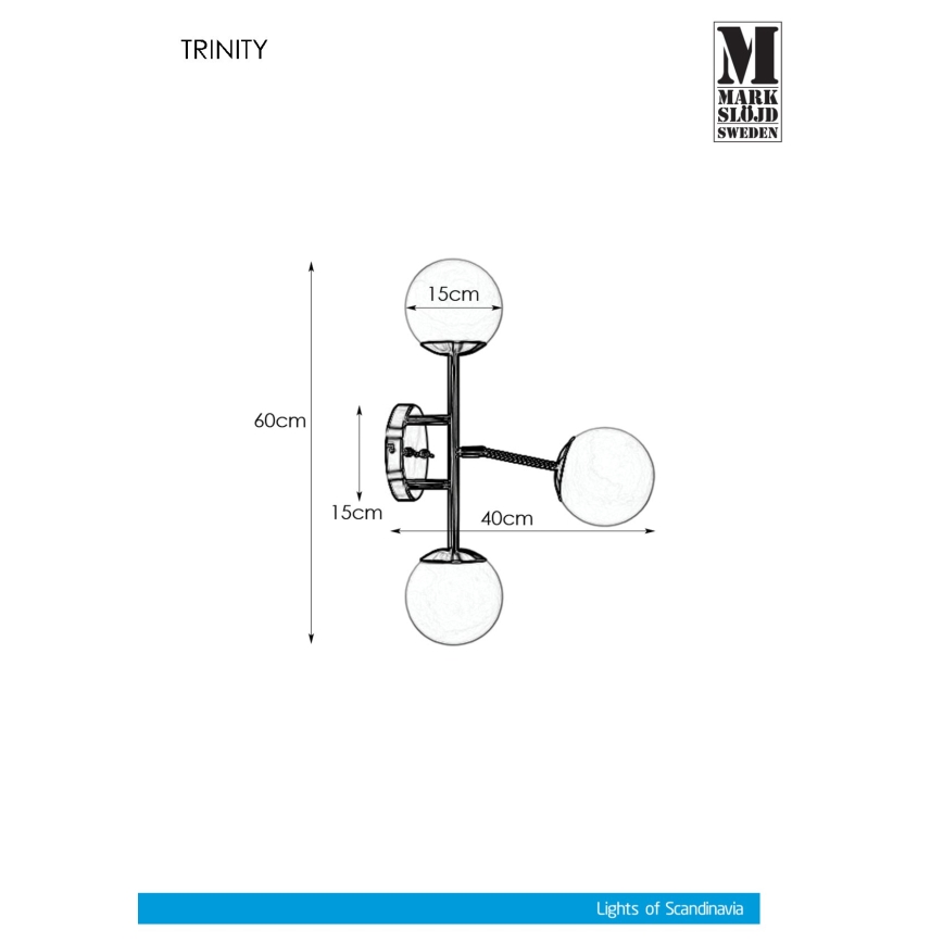Markslöjd 108253 - Nástěnné svítidlo TRINITY 3xG9/20W/230V zlatá/šedá
