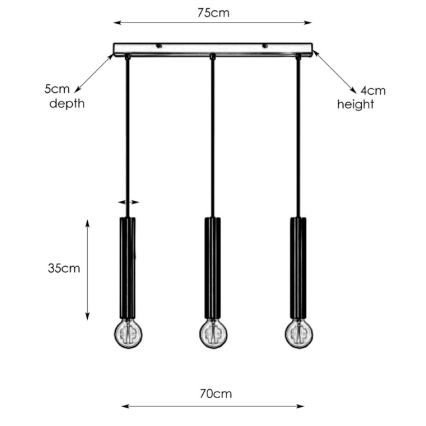 Markslöjd 108262 - Lustr na lanku SENCILLO 3xE27/40W/230V černá