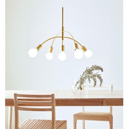 Markslöjd 108287 - Lustr na lanku CYGNUS 5xE27/40W/230V zlatá