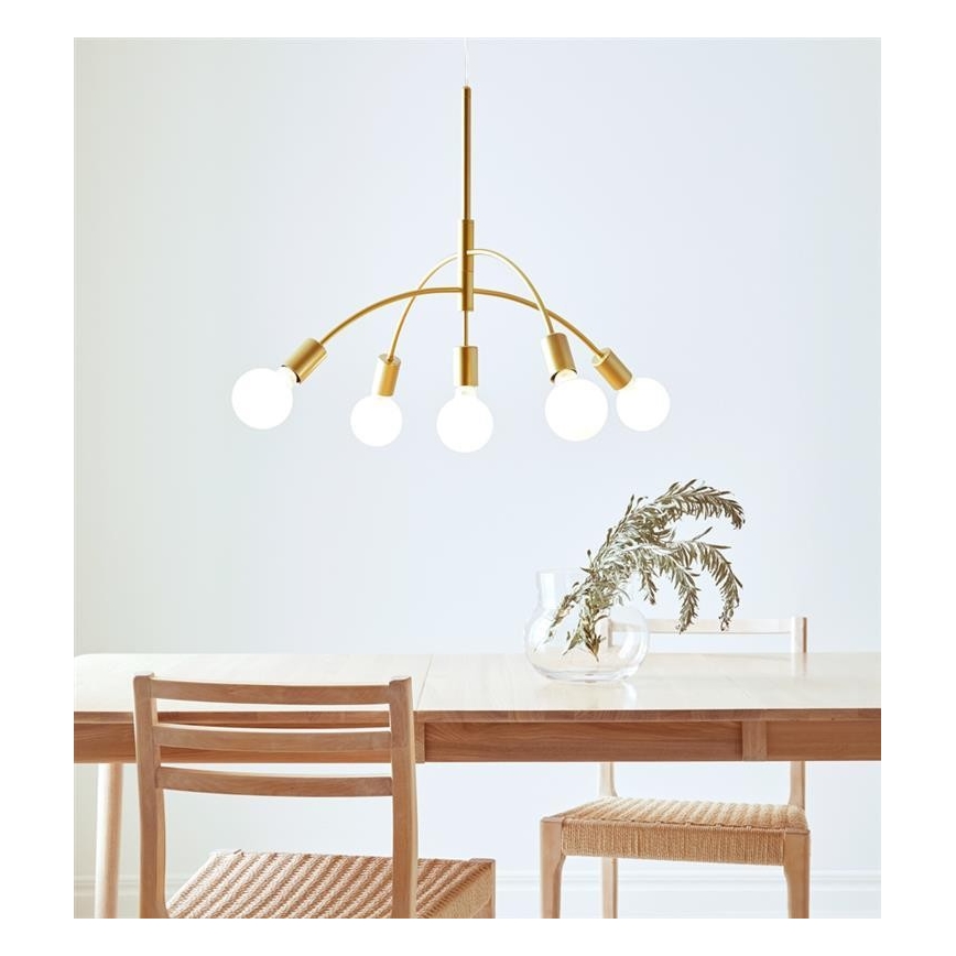 Markslöjd 108287 - Lustr na lanku CYGNUS 5xE27/40W/230V zlatá