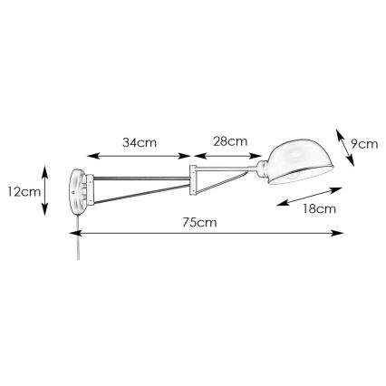 Markslöjd 108587 - Nástěnná lampa PORTLAND 1xE27/40W/230V černá