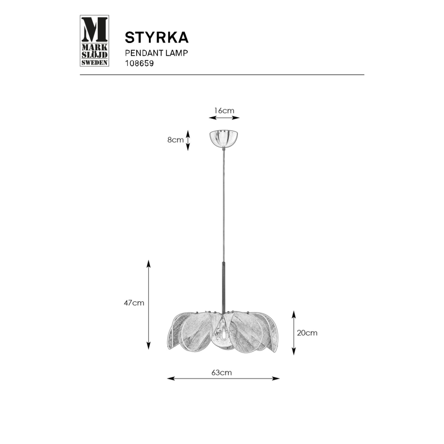 Markslöjd 108659 - Lustr na lanku STYRKA 1xE27/40W/230V pr. 63 cm béžová