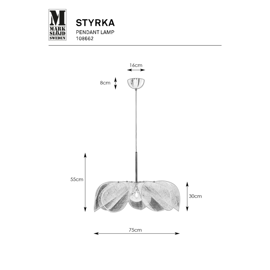 Markslöjd 108662 - Lustr na lanku STYRKA 1xE27/40W/230V pr. 75 cm černá