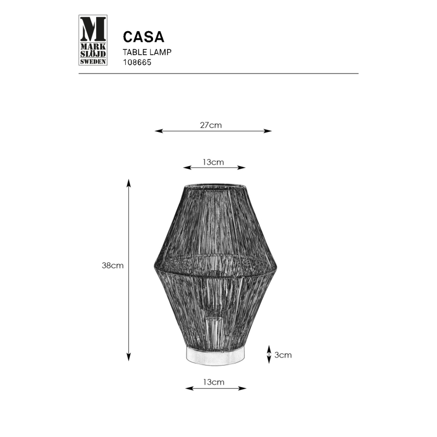 Markslöjd 108665 - Stolní lampa CASA 1xE27/40W/230V mosaz