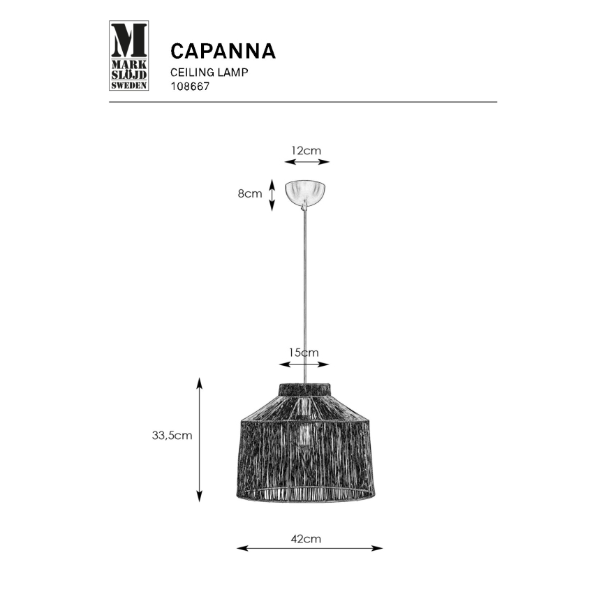 Markslöjd 108667 - Lustr na lanku CAPANNA 1xE27/40W/230V mosaz