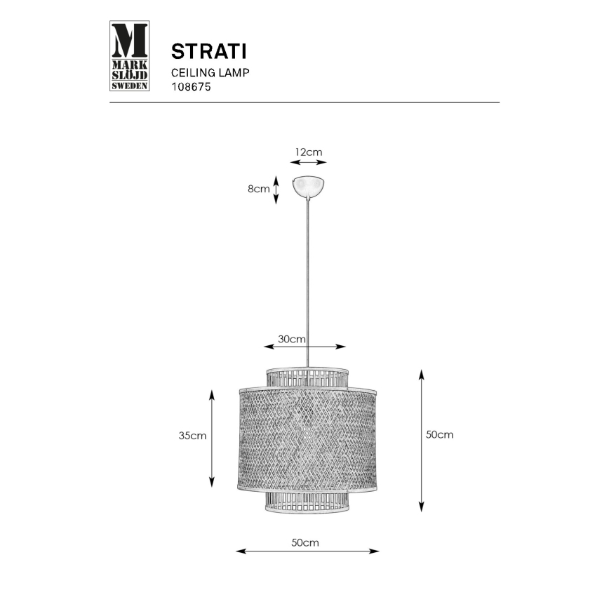 Markslöjd 108675 - Lustr na lanku STRATI 1xE27/40W/230V béžová/bambus